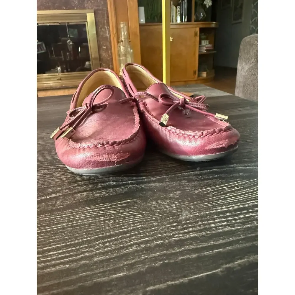 Michael Kors Sutton Moc Dark Berry Leather Flat Loafers Sz. 7.5